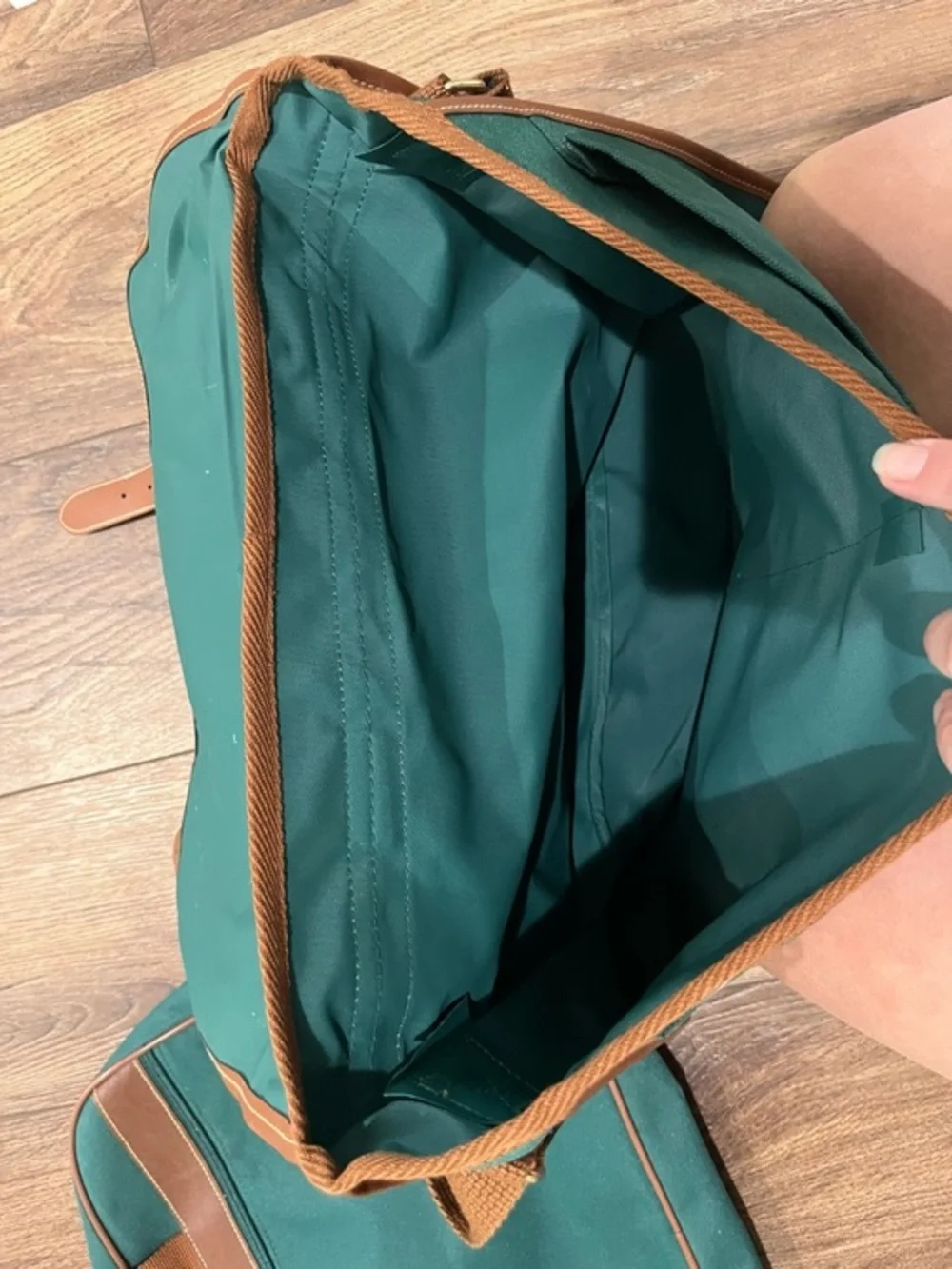 VTG Polo Ralph Lauren 2pc Travel Bag Set Green Canvas Duffle Messenger Pony Logo